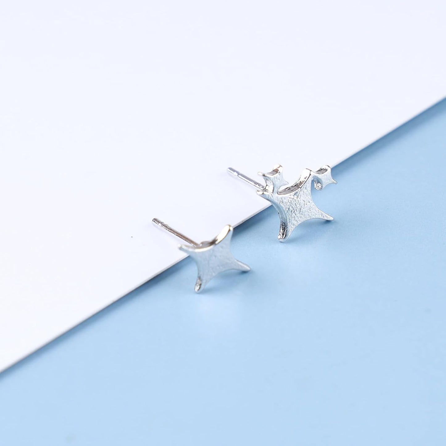 Punk Cross Star Dangle Drop Earrings Vintage Silver Hanging Rhinestone North Star Drop Earrings Minimalist Cross Star Dangle Huggie Small Hoop Earrings Jewelry for Women