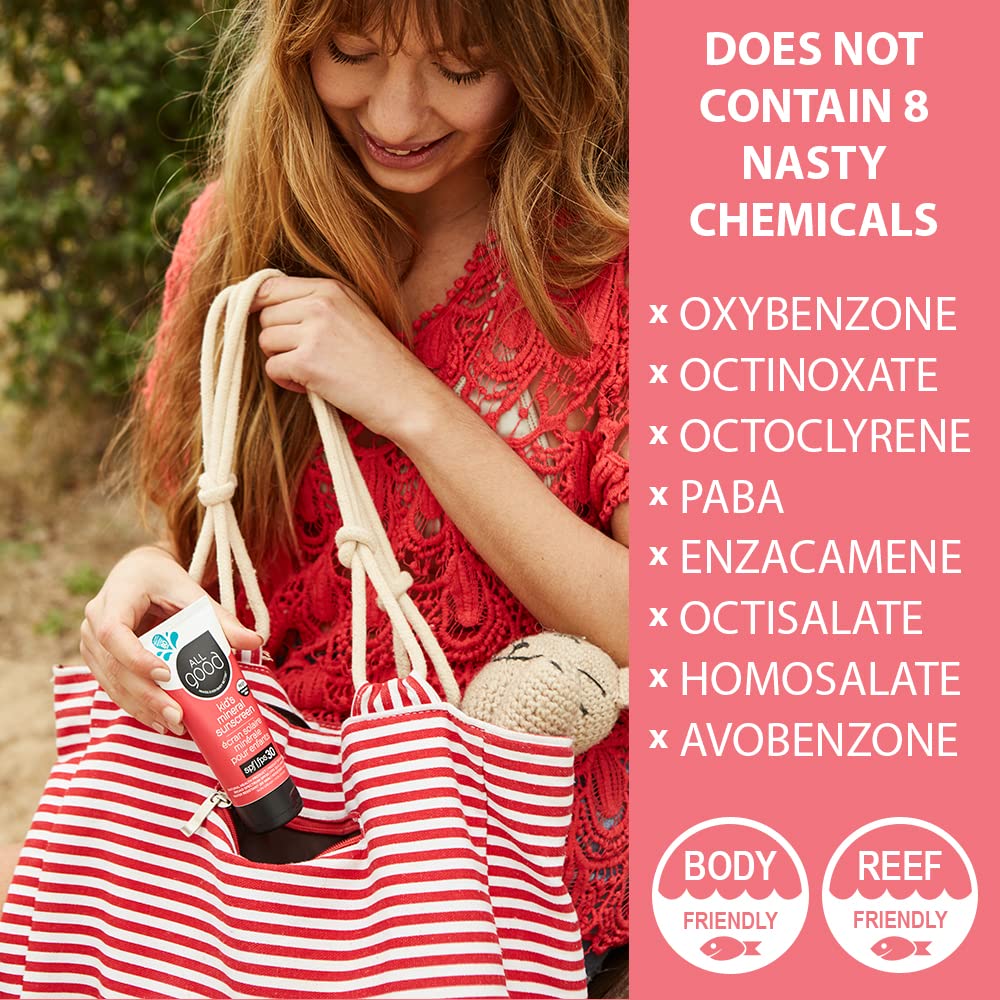 All Good Baby & Kids Sunscreen Lotion for Face & Body - UVA/UVB Broad Spectrum, SPF 30, Zinc Oxide, Coral Reef Friendly, Water Resistant- Zinc, Shea Butter, Coconut Oil, Aloe (3 oz)(2-pack)