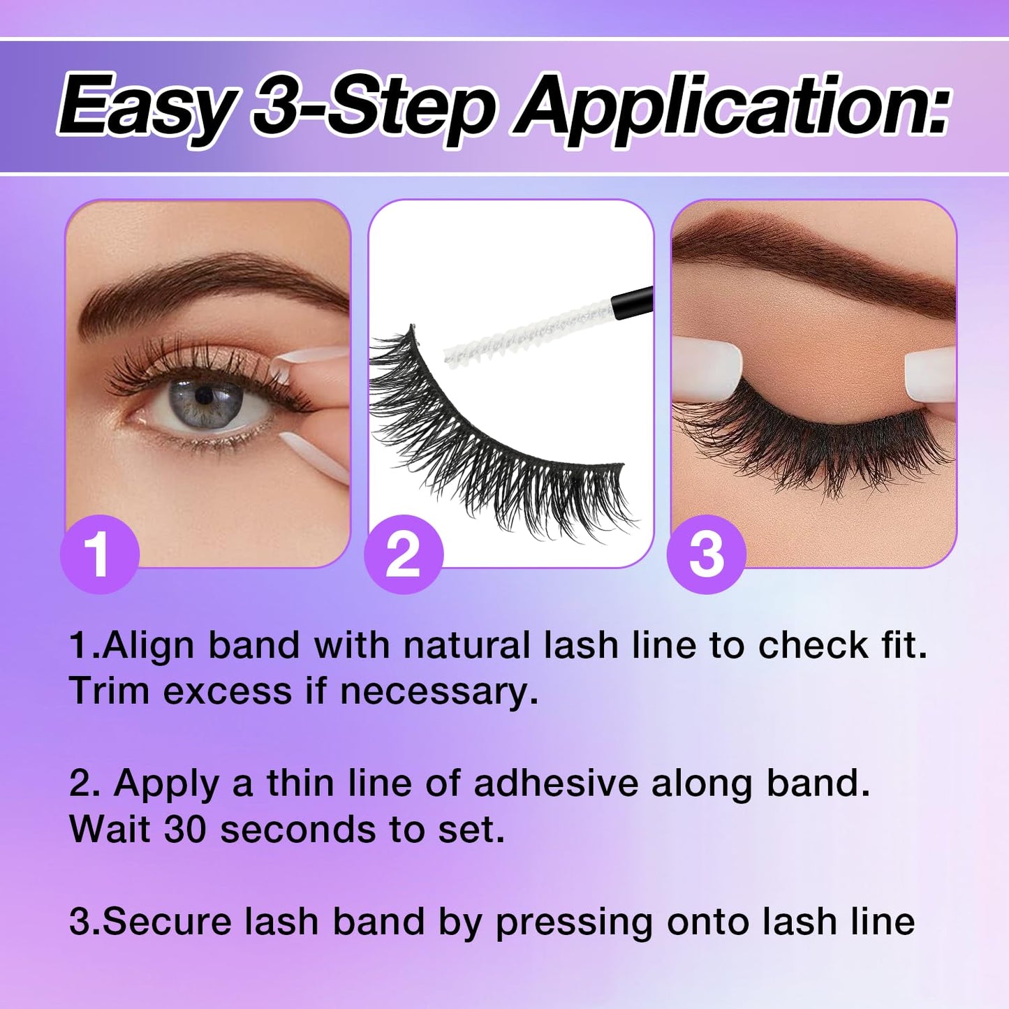 Wispy False Eyelashes Kit With Bond, Seal and Tweezer, 7 Pairs Natural Look Fake Cat Eye Lashes Strips Thin Band Extensions Waterproof Easy Eyelashes for Beginners RQ46