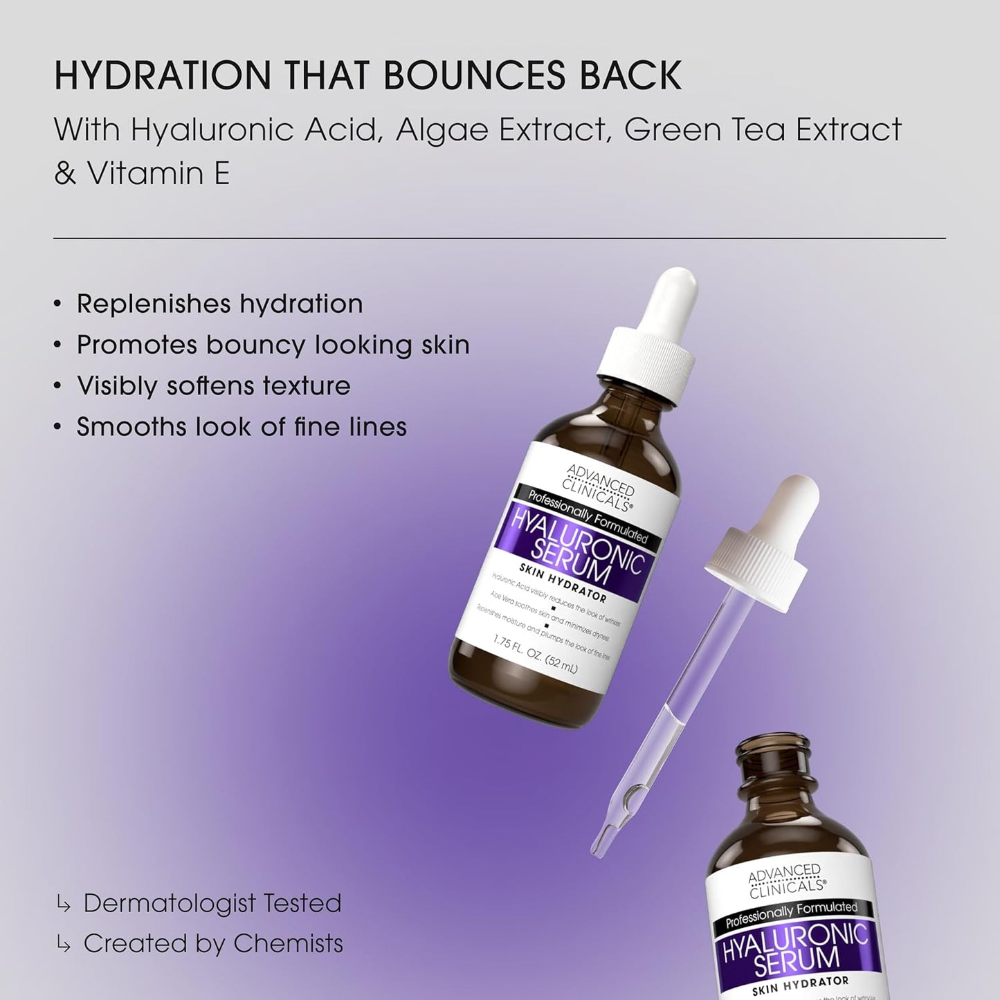 Advanced Clinicals Hyaluronic Acid Moisturizer Body Cream + Hyaluronic Acid Serum 2PC Skin Care Set | Face Serum & Body Lotion Help Diminish Appearance Of Wrinkles, Fine Lines, & Dry Skin, 2PC Bundle