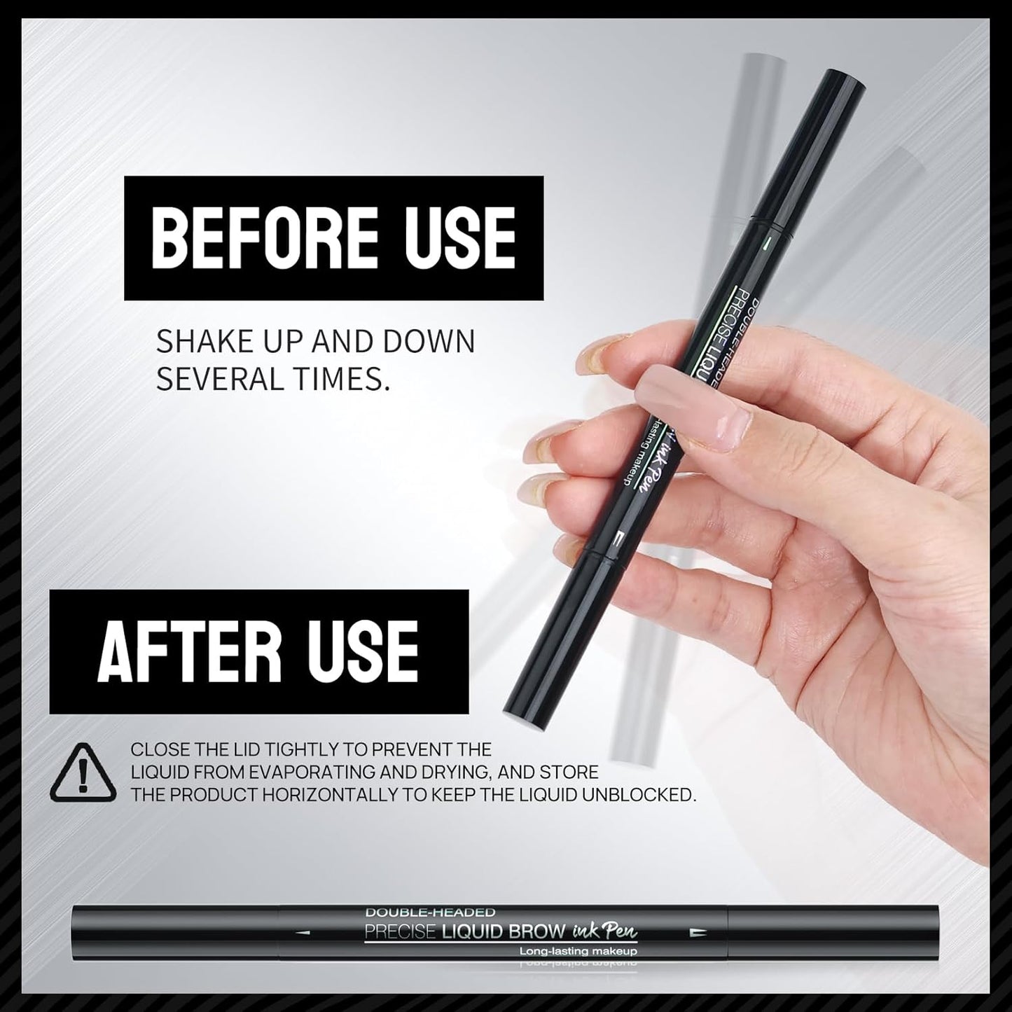 Microblading Eyebrow Pen, Curved Eyebrow Pencil 2-in-1 Dual-Ended Eyebrow Pencil 2-Fork-Tip and Single Tip Creates Natural Eyebrows Waterproof Long-lasting(Black)