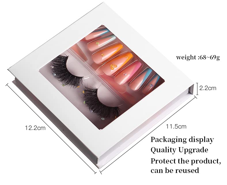HBZGTLAD 3 in1 color eyeline Press On Nail with Eyelash Packing Boxes Set Package Pink White DIY Lashes and Nail Suit Box 1set… (SET-59)