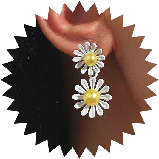 Vintage Resin Daisy Flower Earrings White Flower Stud Earrings Acrylic Daisy Dangle Earrings Boho Sunflower Flower Earrings Jewelry for Women