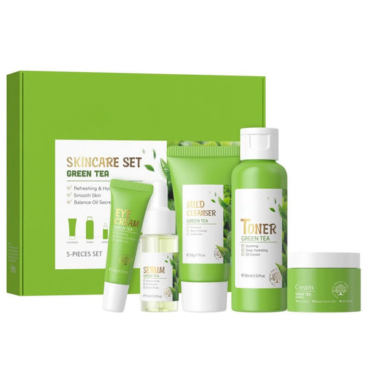 Skin Care Set, Green Tea Skin Care Sets & Kits, Skin Care for Teenage Girls Gift Set with Cleanser, Toner, Serum, Eye Cream, Facial Cream, Facial Skin Care Sets & Kits for Teenage Girls Women