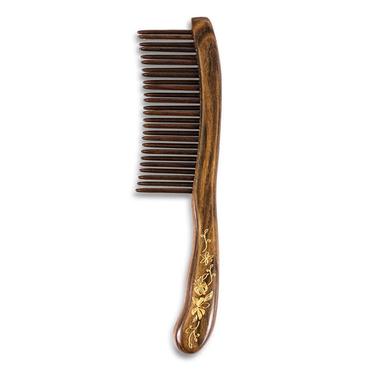Wooden Hair Comb Wide-tooth Inserted Teeth for Women Curly Hair (CQCGB0302)