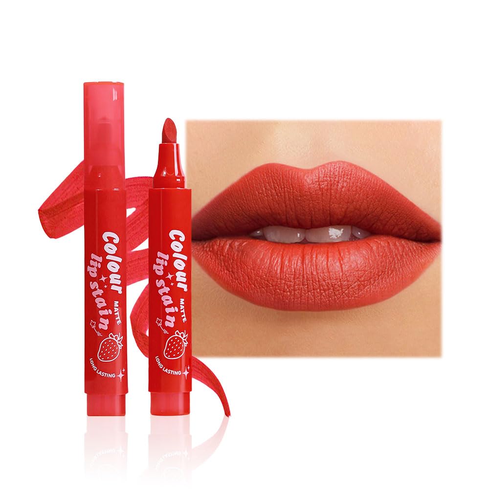 Lip Stain, Waterproof lip tint, Matte Color Look, Longlasting All Day Wear Lip Color, Smudge Proof Natural Finish, Precise Chisel Tip Marker,non sticky lip gloss,kiss proof lip color 01#