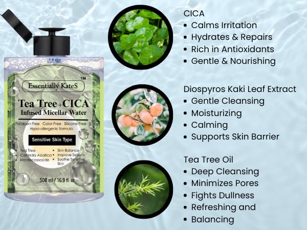 Korean Beauty Micellar Water, Hydrating Facial Cleanser & Eye Makeup Remover 500ml (16.9 Fl oz), a Jumbo size, Suitable for Sensitive Skin