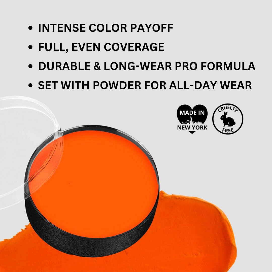 Mehron Makeup Color Cups | Stage, Foundation, Face Paint, Body Paint, Halloween | Face Paint Makeup | Greasepaint .5 oz (14 g) (Orange)