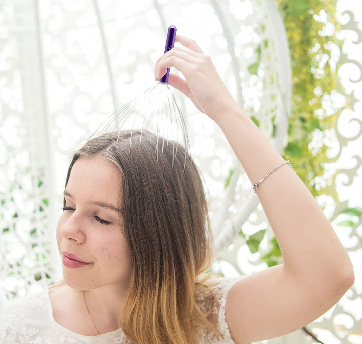 USAGA 36 Fingers Head Massager Scalp Massager Head Scratcher for Scalp Body Relaxing (Purple)