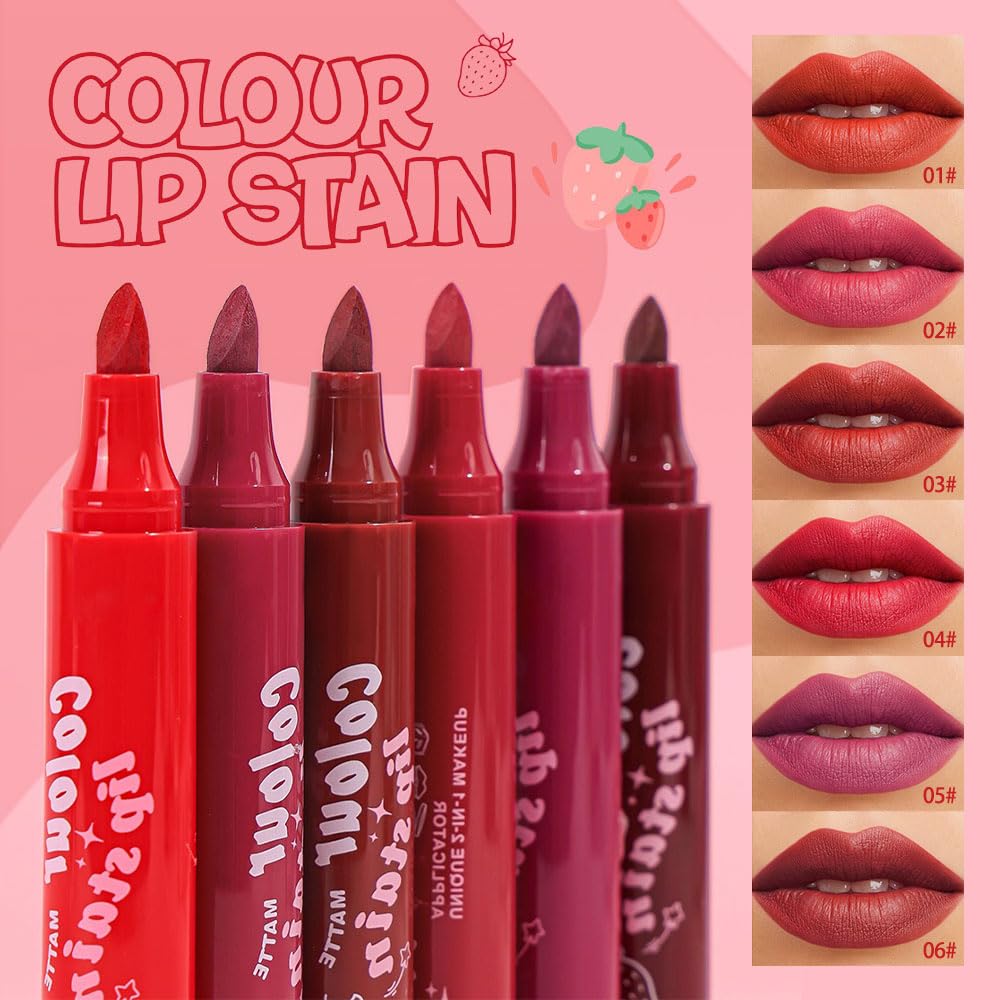 Lip Stain, Waterproof lip tint, Matte Color Look, Longlasting All Day Wear Lip Color, Smudge Proof Natural Finish, Precise Chisel Tip Marker,non sticky lip gloss,kiss proof lip color 03#