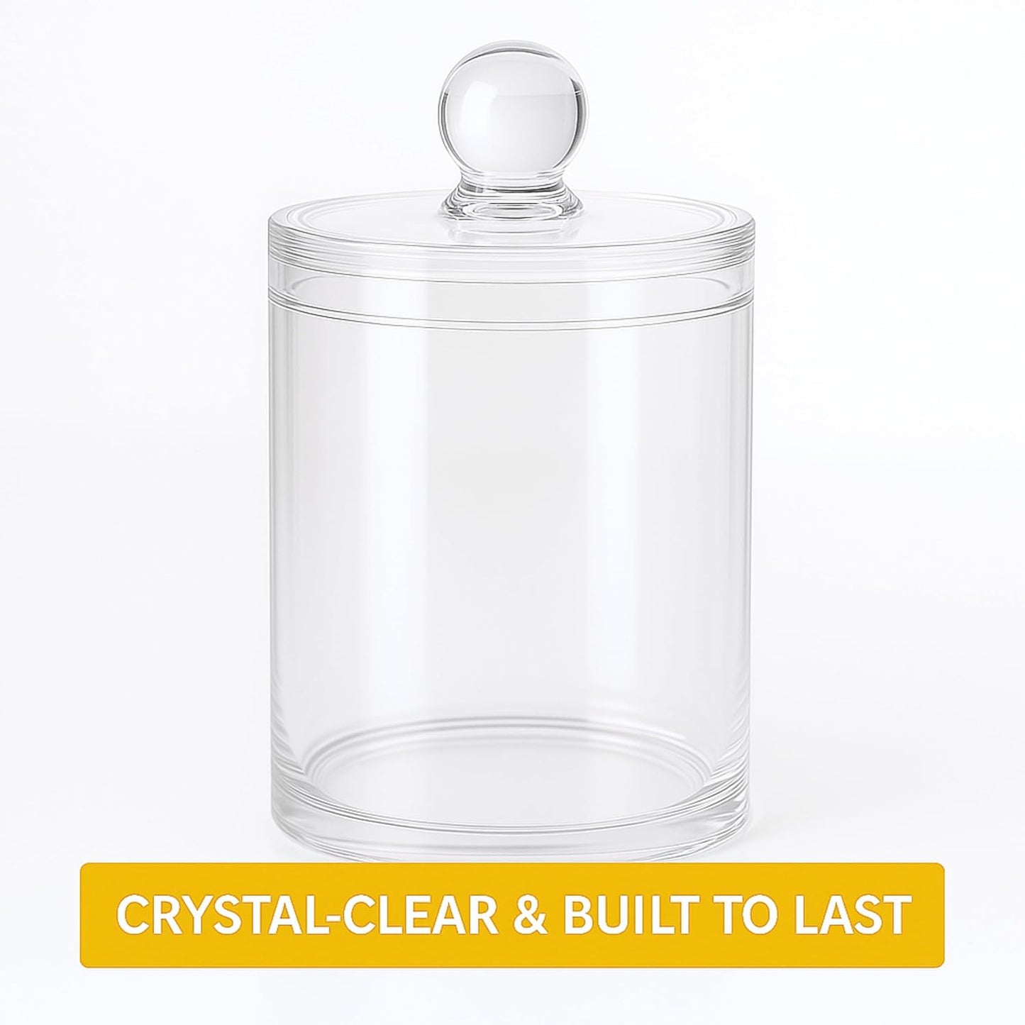 Acrylic Qtip Holder Bathroom Set, Bathroom Containers with Lids, Clear Plastic Apothecary Jars, Q Tip Holder Bathroom Set, Cotton Swab Holder, Cotton Ball Holder (Pack of 4)