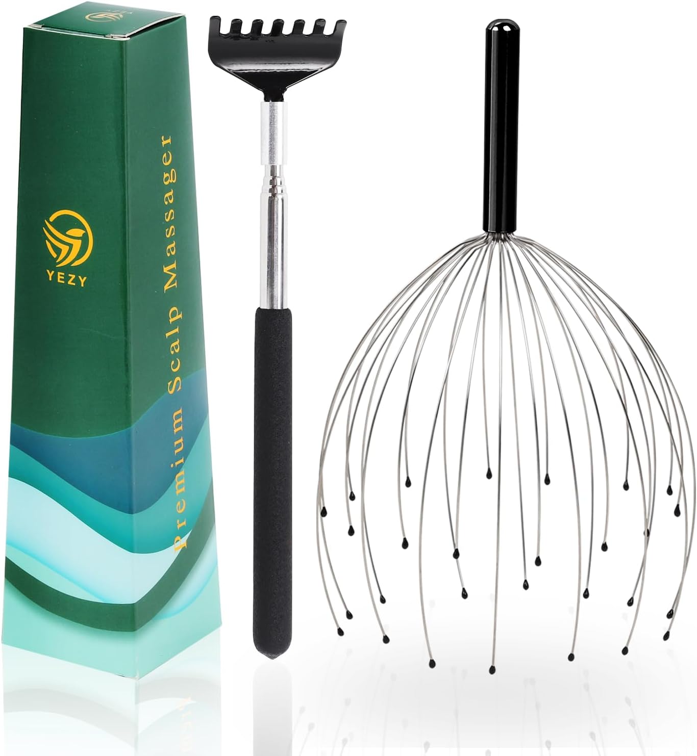 YEZY Head Massager 28 Fingers Head Scratcher Scalp Massager, Back Scratcher, Stocking Stuffers for Scalp Massage Back Massage (Black)
