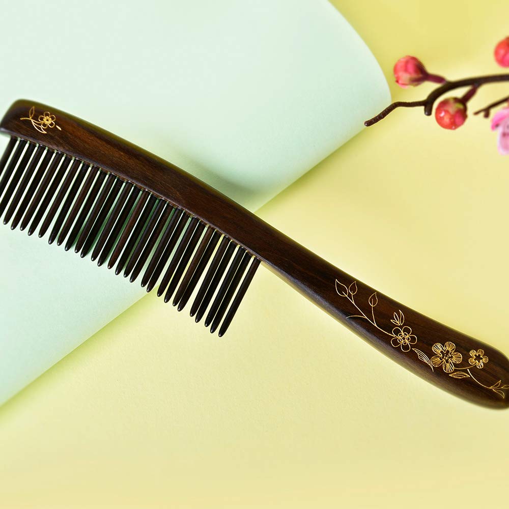 Wooden Hair Comb Wide-tooth Inserted Teeth for Women Curly Hair (CQCGB0101)
