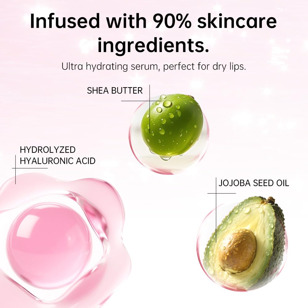 CATKIN Lip Plumper Gloss, Tinted Lip Serum with Hyaluronic Acid & Jojoba Oil, Non-sticky Volumizing Hydrating Formula for a High Shine Maximum 3D Look, Plump & Soft Lips 0.12 Fl Oz -C01 Sapphire Ocean