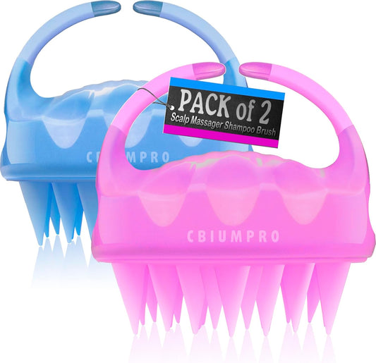 Cbiumpro 2-Pack Scalp Massager Shampoo Brush, Ultra Soft Silicone Scalp Scrubber Exfoliator Brush for Hair Growth & Dandruff Removal - 100% Fit All Hair Types