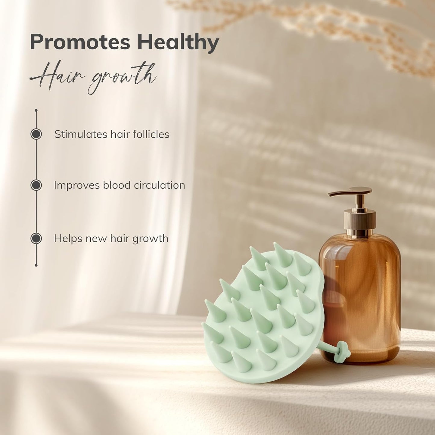 Sndyi Silicone Scalp Massager Hair Growth, Scalp Scrubber with Soft Silicone Bristles, Scalp Exfoliator for Dandruff Removal, Large Size Shampoo Brush, Wet Dry Scalp Brush for Long Thick Curly Hair