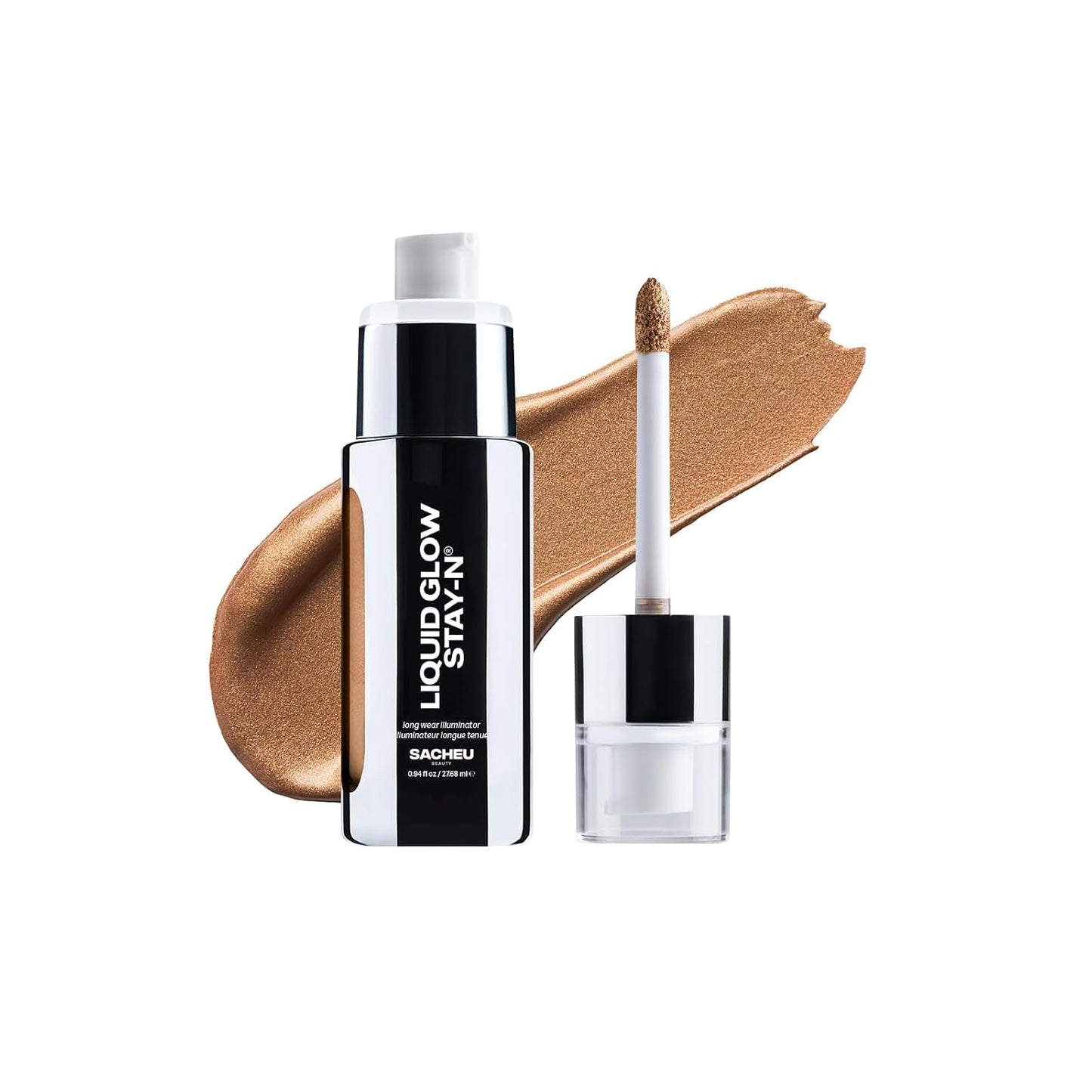 Sacheu Liquid Glow STAY-N Liquid Highlighter & Illuminator Makeup — 30ml Long Lasting Luminous Glow Lightweight Dewy Finish, Golden Hour