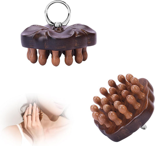Wooden Scalp Massager for Hair Growth - Wooden Hair Brush & Body Massage Tool with Wide Teeth for Detangling, Stress Relief & Improved Circulation