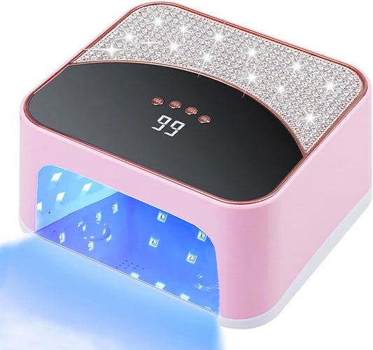 268W UV LED Nail Lamp, Gel Nail Light for Nail Polish UV Dryer with 4 Timers Professional Fast Curing Lamp Nail Art Tools with Rhinestone