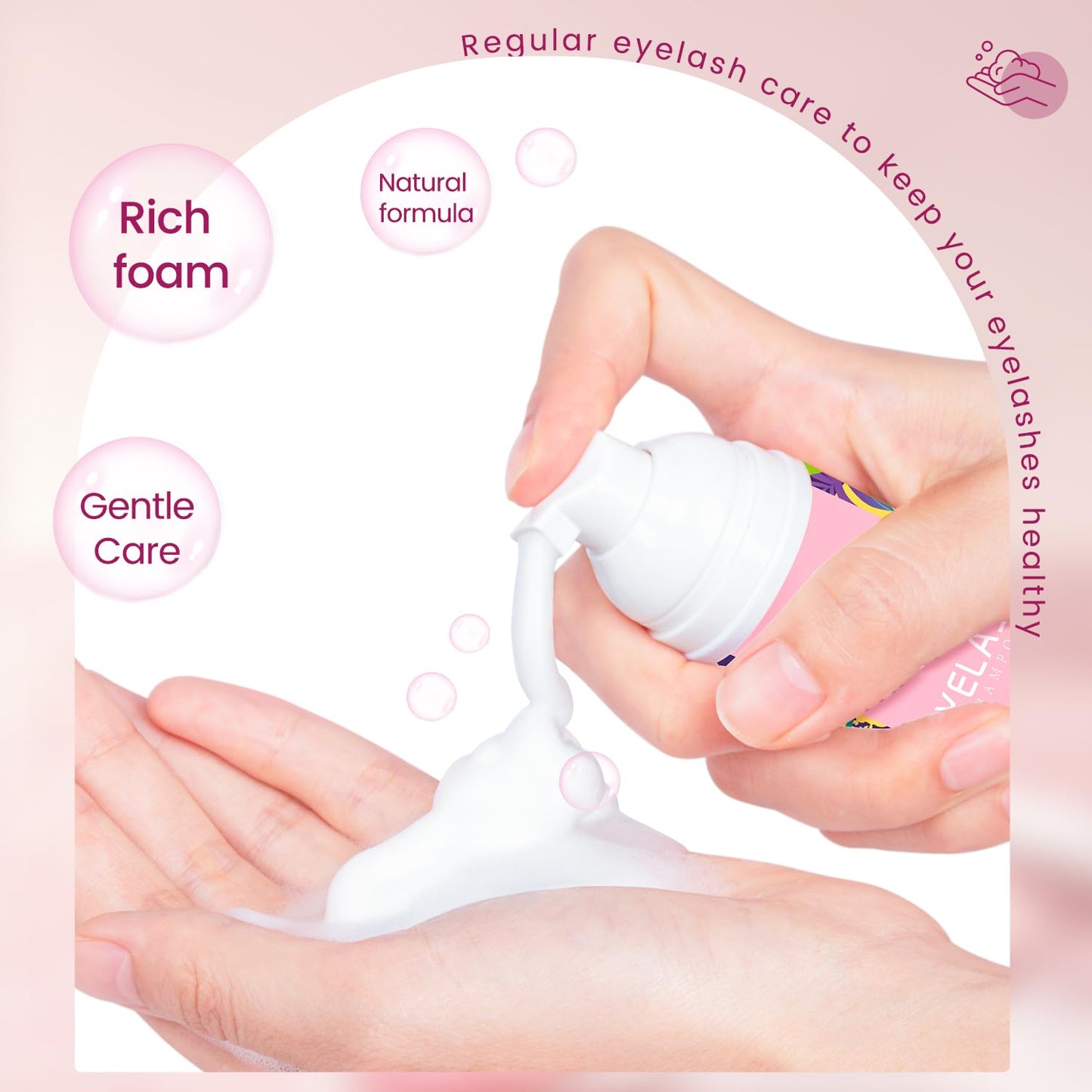 Buqikma Lash Shampoo Kit - Lash Cleaning for Eyelash Extension, 60Ml/2.11fl.Oz Eyelash with Lash Shampoo Brushes Gentle Lash Extension Cleanser for Professional Salon Use and Home Use (2 Pcs)