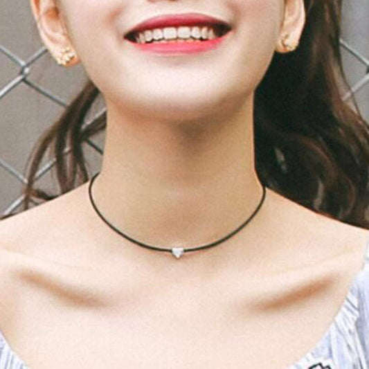 Fashion Silver Tiny Love Choker Necklace Chain Dainty Leather Collar Short Necklace Punk Charm Jewelry for Women and Girls