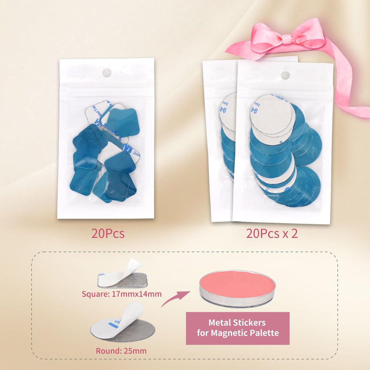 Magnetic Makeup Palette with Clear Top, 3Pack Empty Eyeshadow Pan Dispensing Storage Box with 60Pcs Adhesive Metal Stickers for DIY Cosmetics Lipstick Blush Powder-5.7"x4.3"Palette