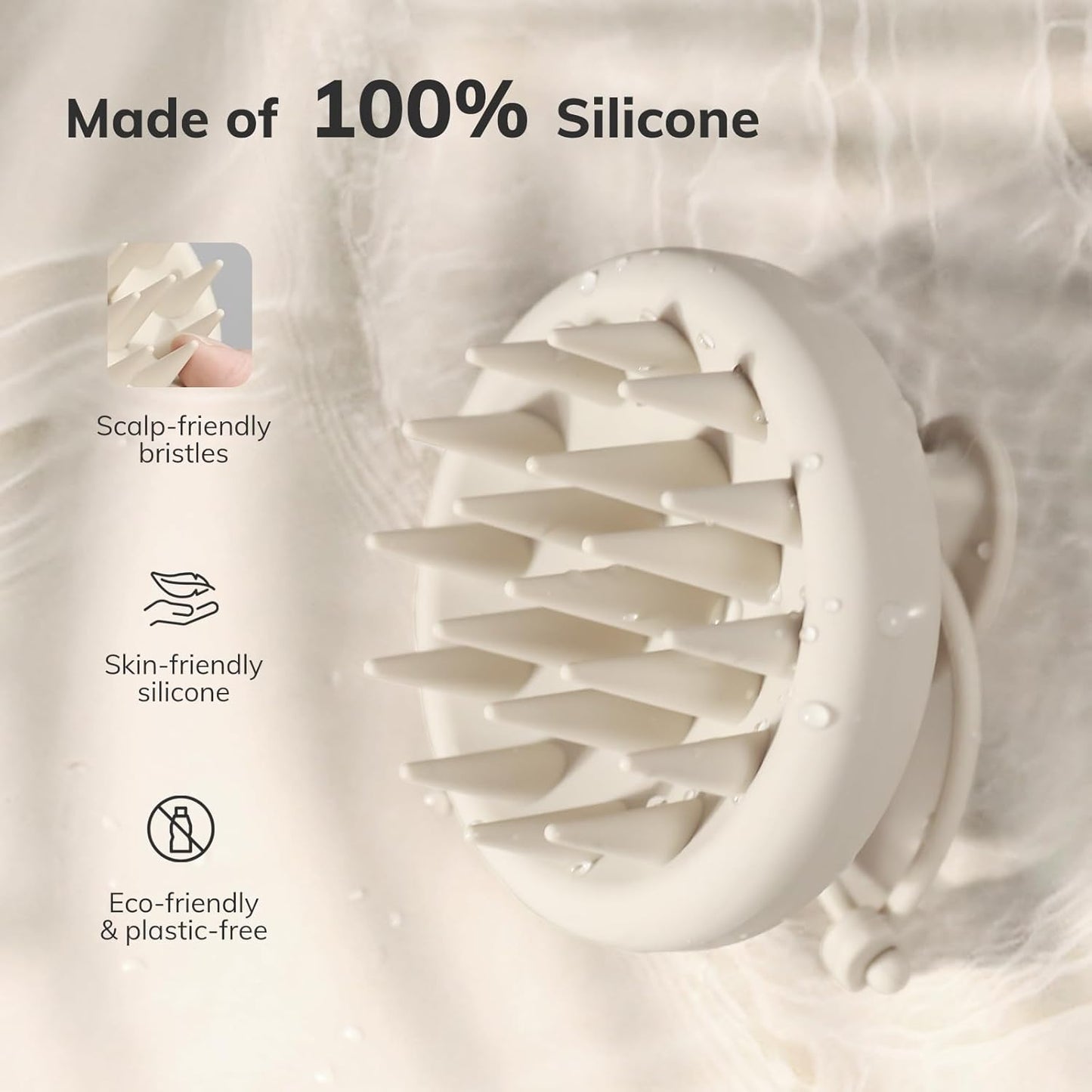 Sndyi Silicone Scalp Massager Shampoo Brush, Hair Scrubber with Soft Silicone Bristles, Scalp Scrubber/Exfoliator for Dandruff Removal, Wet Dry Scalp Brush for Hair Growth & Scalp Care, Oatmeal