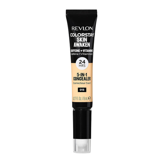 Revlon ColorStay Skin Awaken 5-in-1 Concealer, Lightweight, Creamy Longlasting Face Makeup with Caffeine & Vitamin C, For Imperfections, Dark Circles & Redness, 015 Light, 0.27 fl oz
