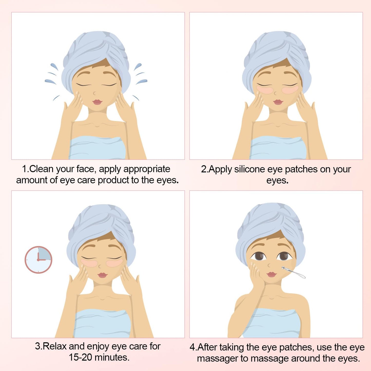 1 Pair Reusable Eye Patch, Silicone Reusable Eye Gel Pads Eye Wrinkle Patches Under Eye Mask, Plump Fine Lines & Wrinkles with Metal Eye Cream Applicator & Tin Case (Cream Color)