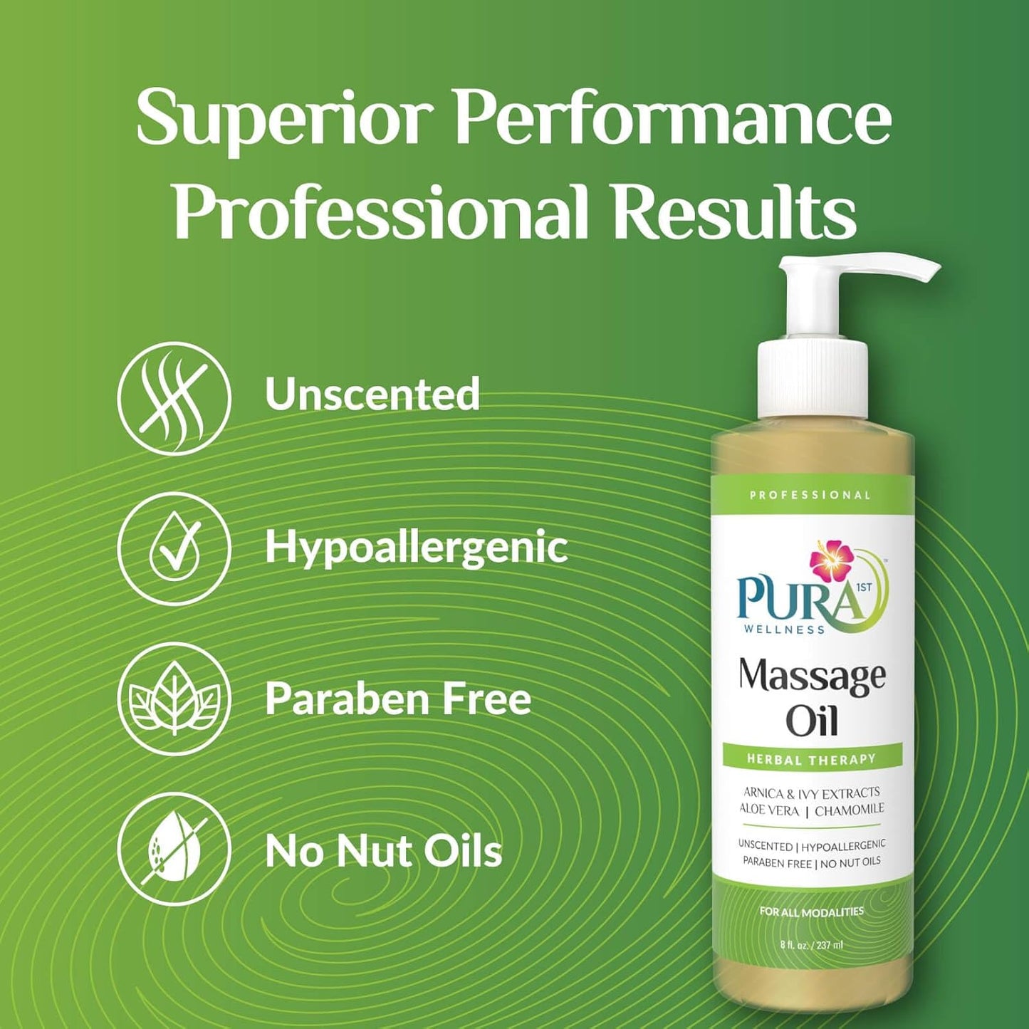 Wellness Professional Herbal Massage Oil, 8oz, Hypoallergenic Formula for Muscle Relief, Professional Deep Tissue Therapy, Massage Oil, Unscented, for Physical Therapy and Muscle Recovery