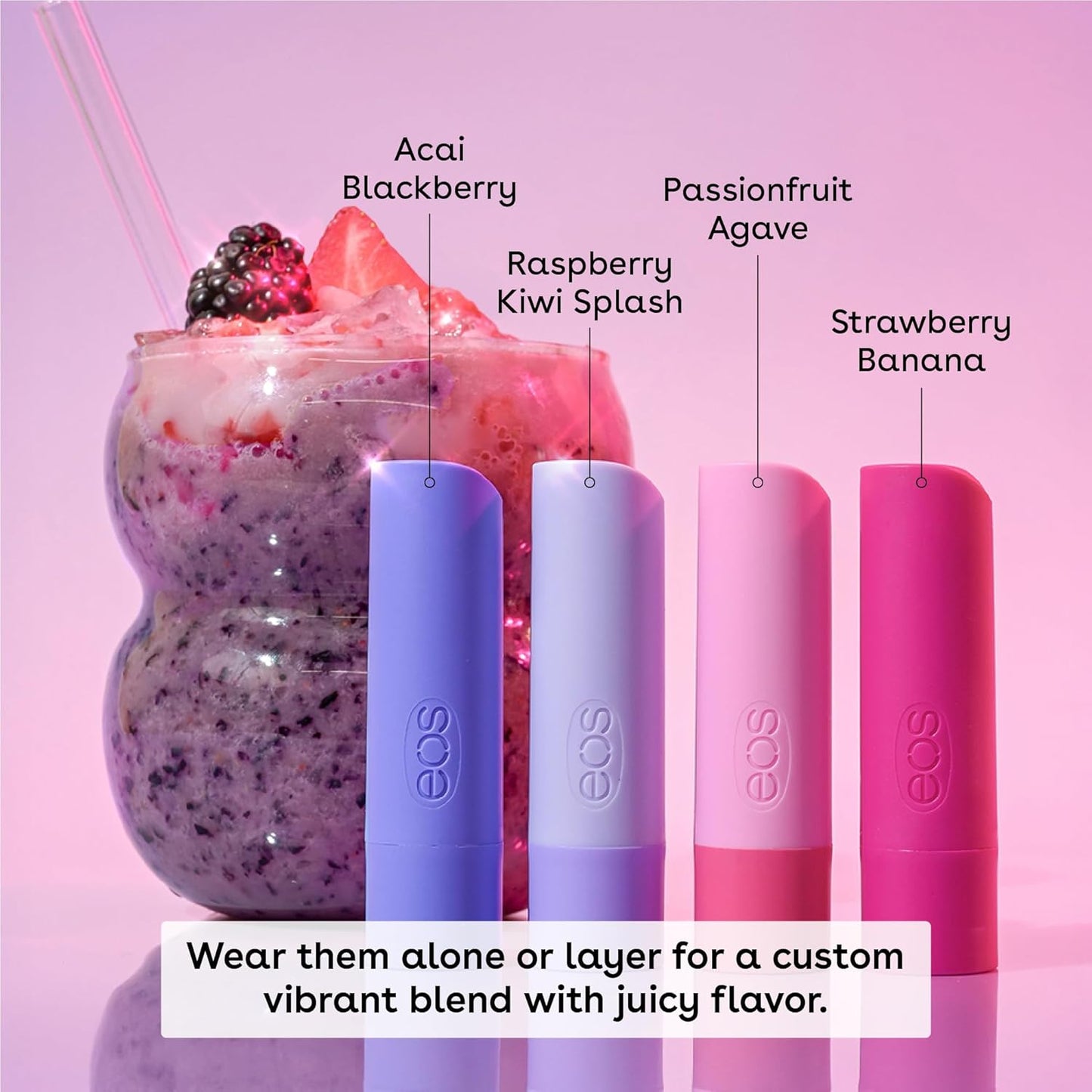 eos Flavor Lab Secret Menu Lip Balm Gift Set - Sunrise Smoothie, Limited-Edition, Moisturizing, Hydrating Lip Balm, Dry Lips, Variety Pack, 0.14 oz, 4-Pack