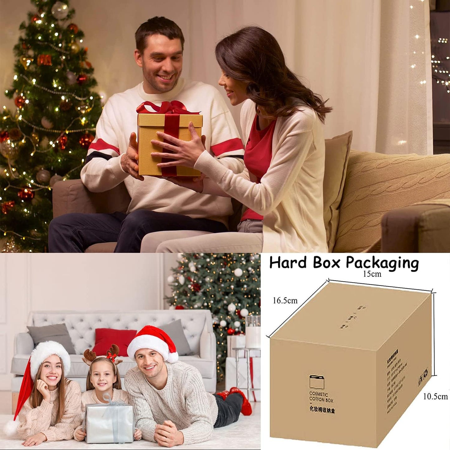 Tecbeauty 2 Slot Cotton Swab Ball Qtip Holder Jar Plastic Container Dispenser Box with Hinged Lid for Bathroom Home Storage Organizer