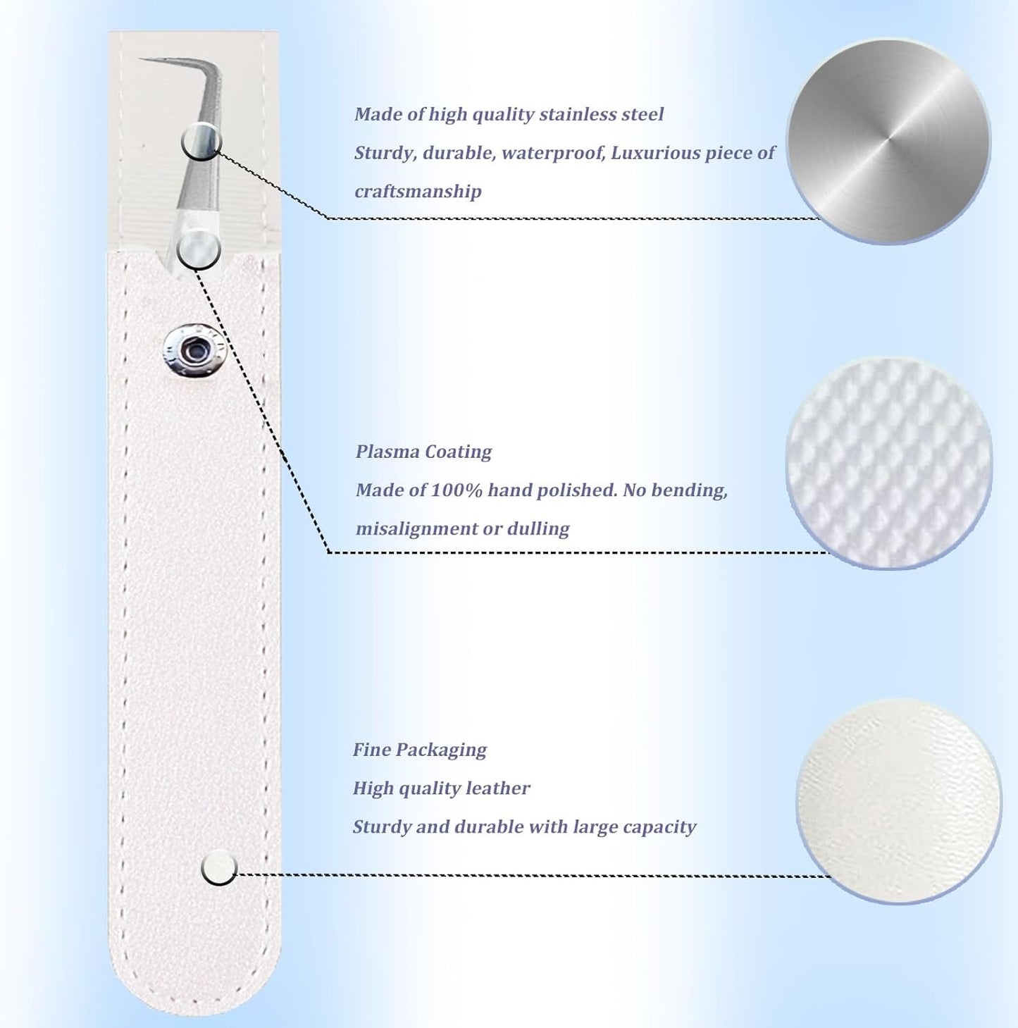 Lash Tweezers For Eyelash Extensions Fiber Tip Lash Tweezers Tweezers For Women Precision Tweezers Professional Craft Tweezers, Fiber Tip Japanese Steel (White-Boot Tweezers)