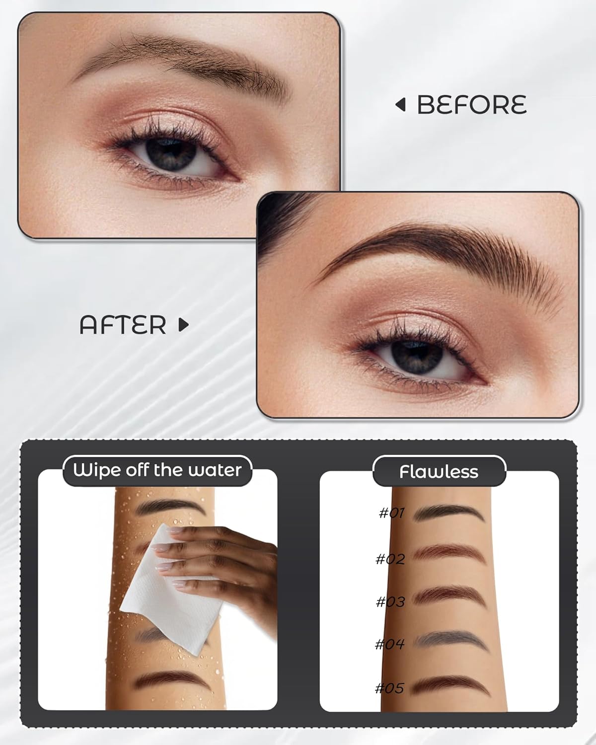 6Pcs Microblading Eyebrow Pencils Deep Brown Waterproof Eye Brow Pencil w/Eye Brow Razor & Scissors Kit 0.5mm Ultra-Fine Tip Creates Hair-Like Strokes for Women Effortless Natural Brows