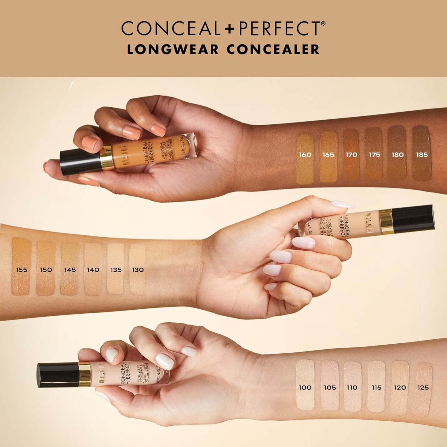 Milani Conceal + Perfect Longwear Concealer - Medium Beige (0.17 Fl. Oz.) Vegan, Cruelty-Free Liquid Concealer - Cover Dark Circles, Blemishes & Skin Imperfections for Long-Lasting Wear