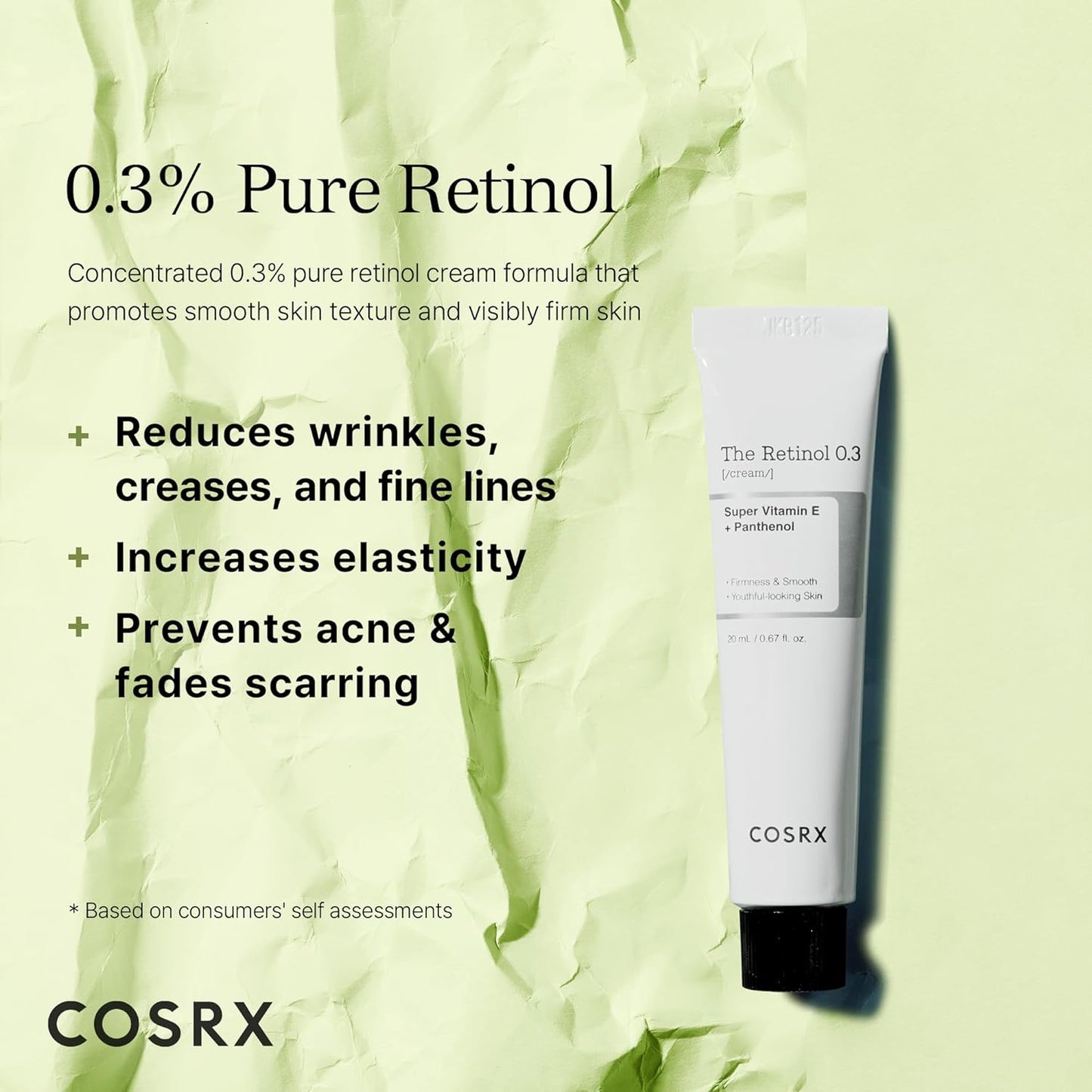 COSRX Retinol Cream, 0.67 Oz, Anti-aging Eye & Neck Cream with Retinoid Treatment to Firm Skin, Reduce Wrinkles, Fine Lines, Signs of Aging, Gentle Daily Korean Skincare (Retinol 0.3% Cream)
