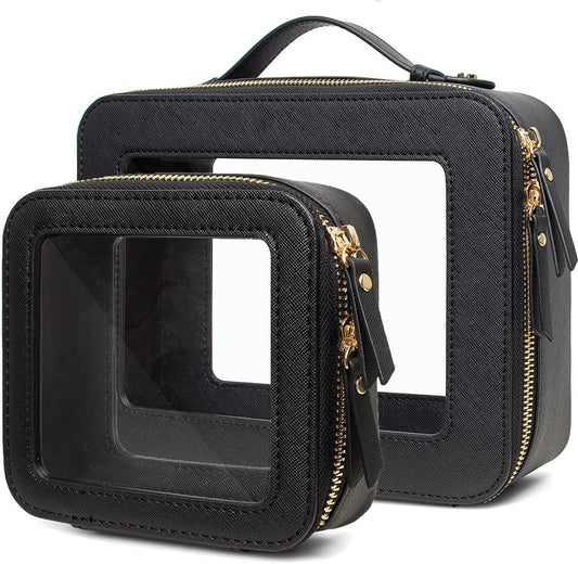 Clear Makeup Bag Small, TSA Approved Portable Toiletry Bag with Zipper Cosmetic Travel Bag Makeup Organizer Case Mini Makeup Pouch for Purse Car Organizer Bag for Women Men