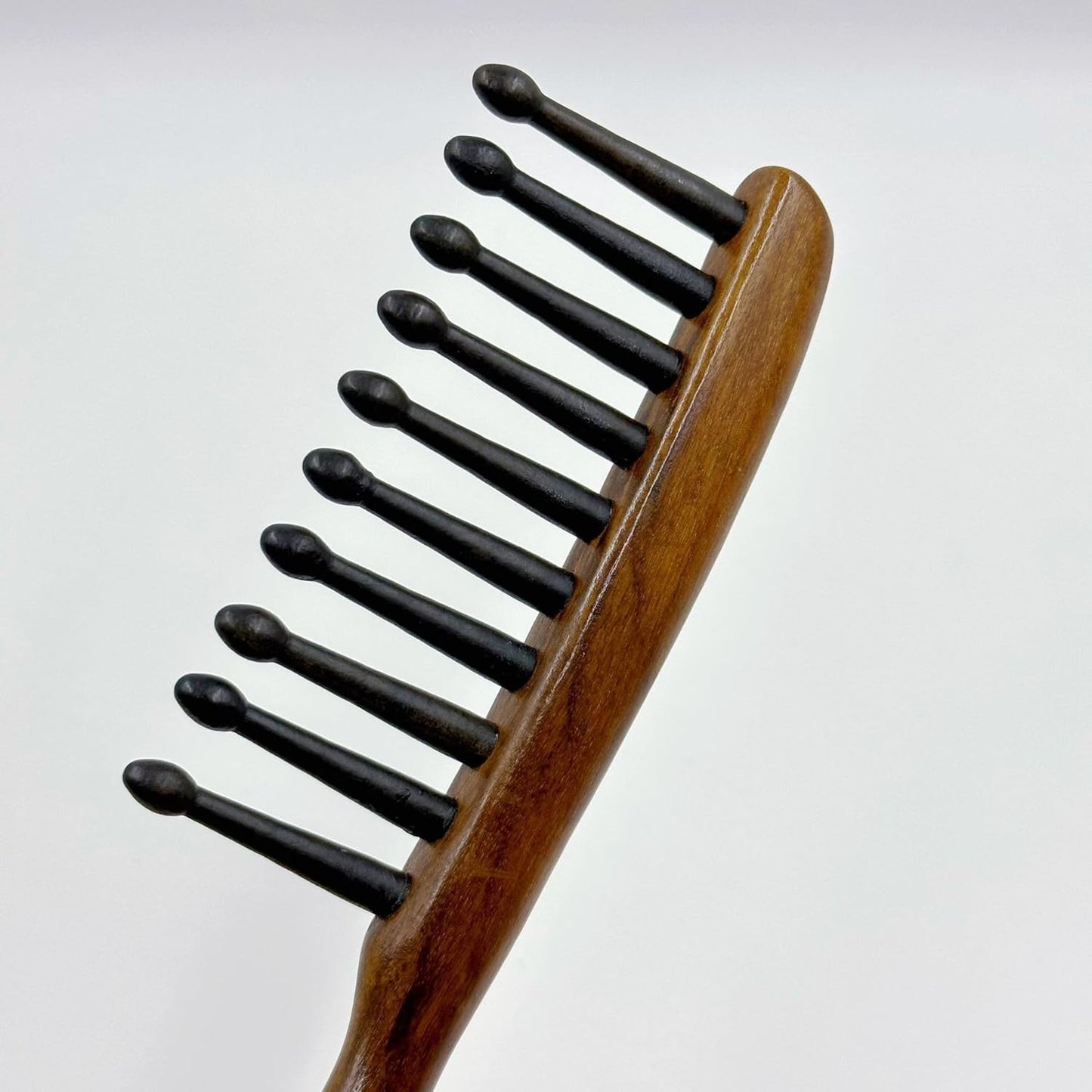 Nine Teeth Meridian Massage Comb - Scalp Massage Comb Gua Sha Ebony Wood Head Massager for Hair Growth, Hair Massage Wooden Gift for Women (Golden sandalwood, 7.9” x 1.8”)