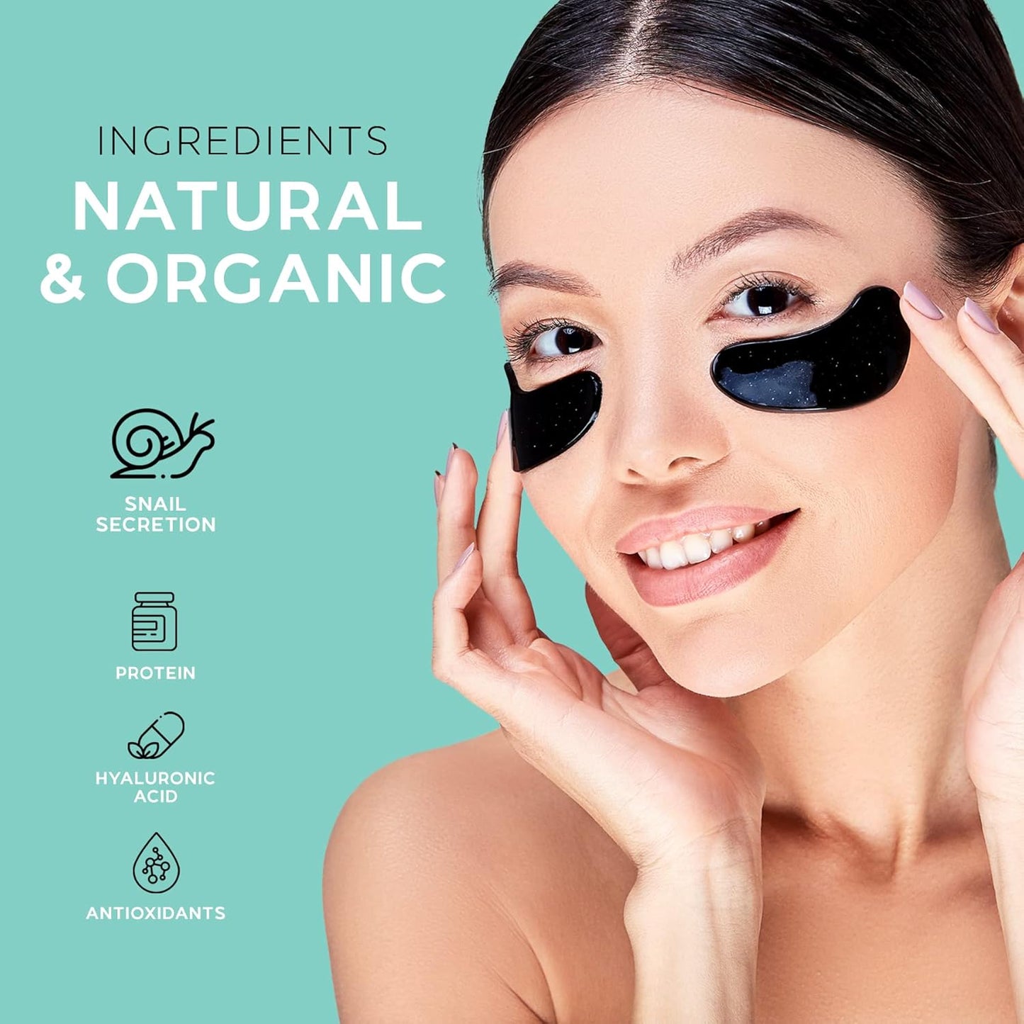Korean Skin Care Depuffing Eye Patches: 60-Pack of Hydrating Under Eye Masks with Collagen & Snail Secretion for Dark Circles & Under Eye Puffiness