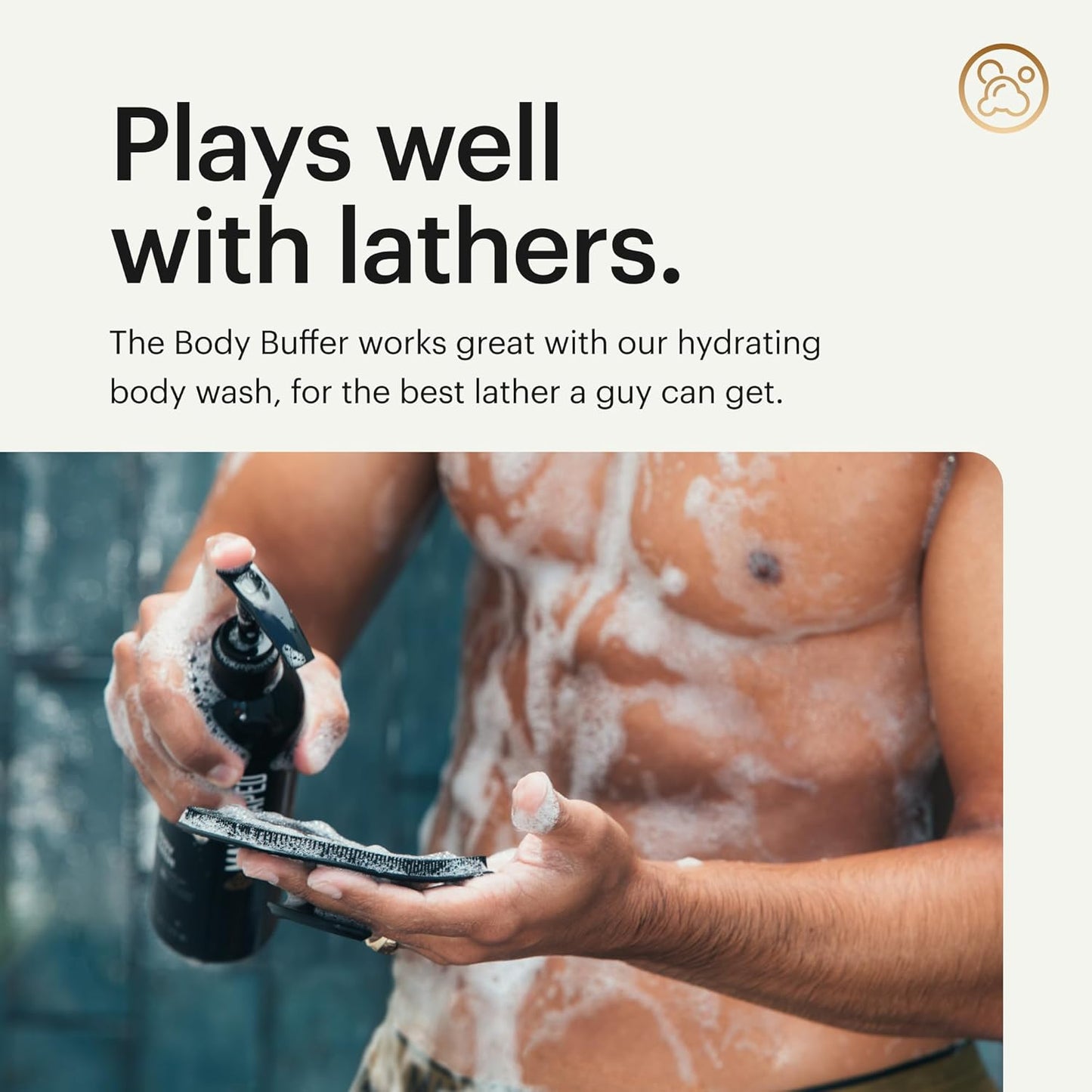 MANSCAPED® The Body Buffer Premium Silicone Scrubber for Nourishing, Cleaning & Exfoliating Your Skin - Lather Boosting Bristles with Ergonomic No-Slip Handle, Long-Lasting & Easy to Clean (1-Pack)