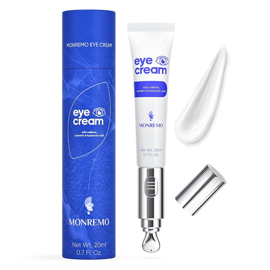 Under Eye Cream with Caffeine, Turmeric & Hyaluronic Acid | Vibrating Applicator & Snail Mucin | Anti-Aging Treatment to Reduce Wrinkles, Dark Circles, Puffiness, Bags Intense Hydration 0.7 oz