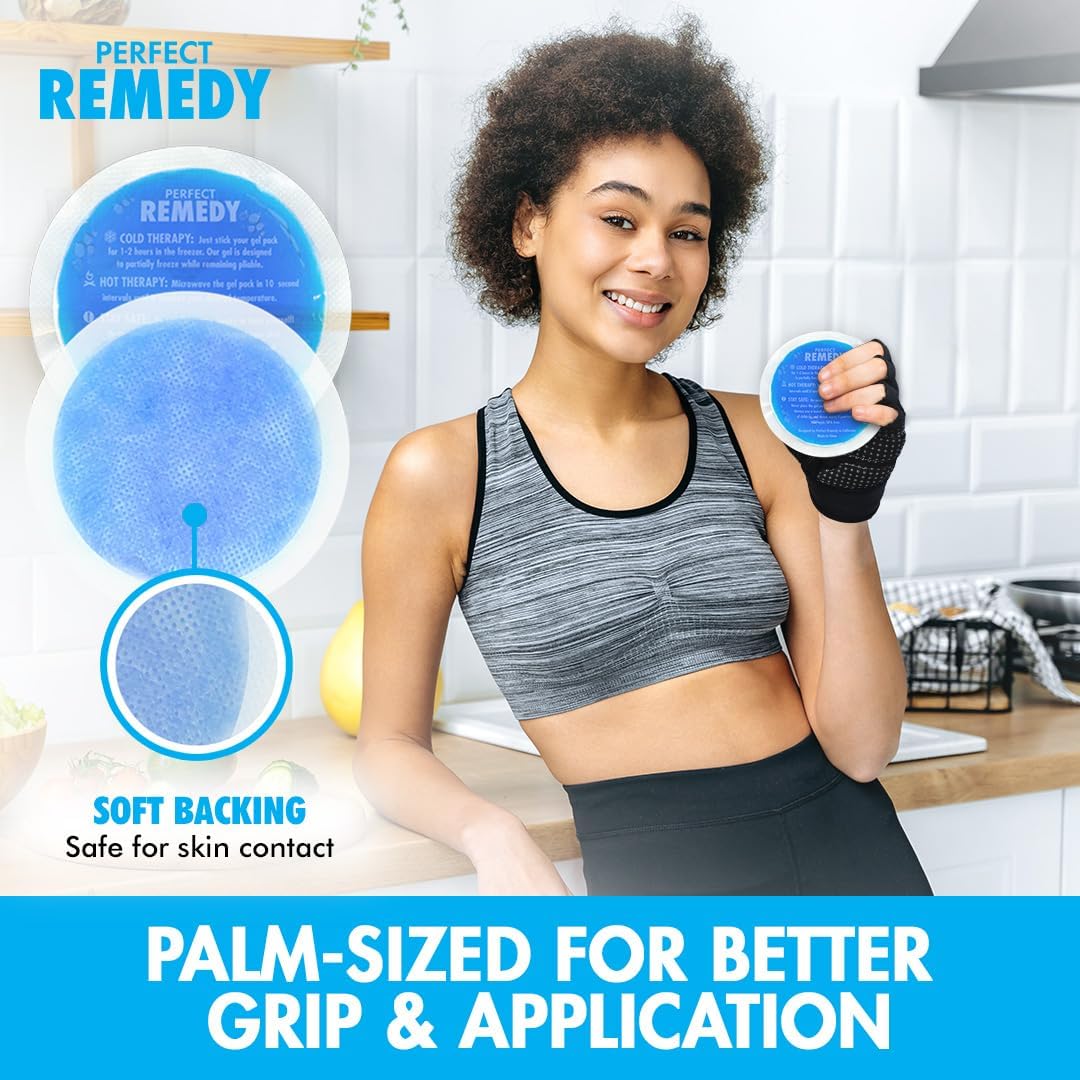 Perfect Remedy Round Gel Ice Pack, Hot & Cold Compress Reusable Injury Ice Pack Aid for Pain condition, Soothing Soft Gel for Soreness & Muscle Strain Support, Hot Water Bottle Alternative (5Pk, Blue)