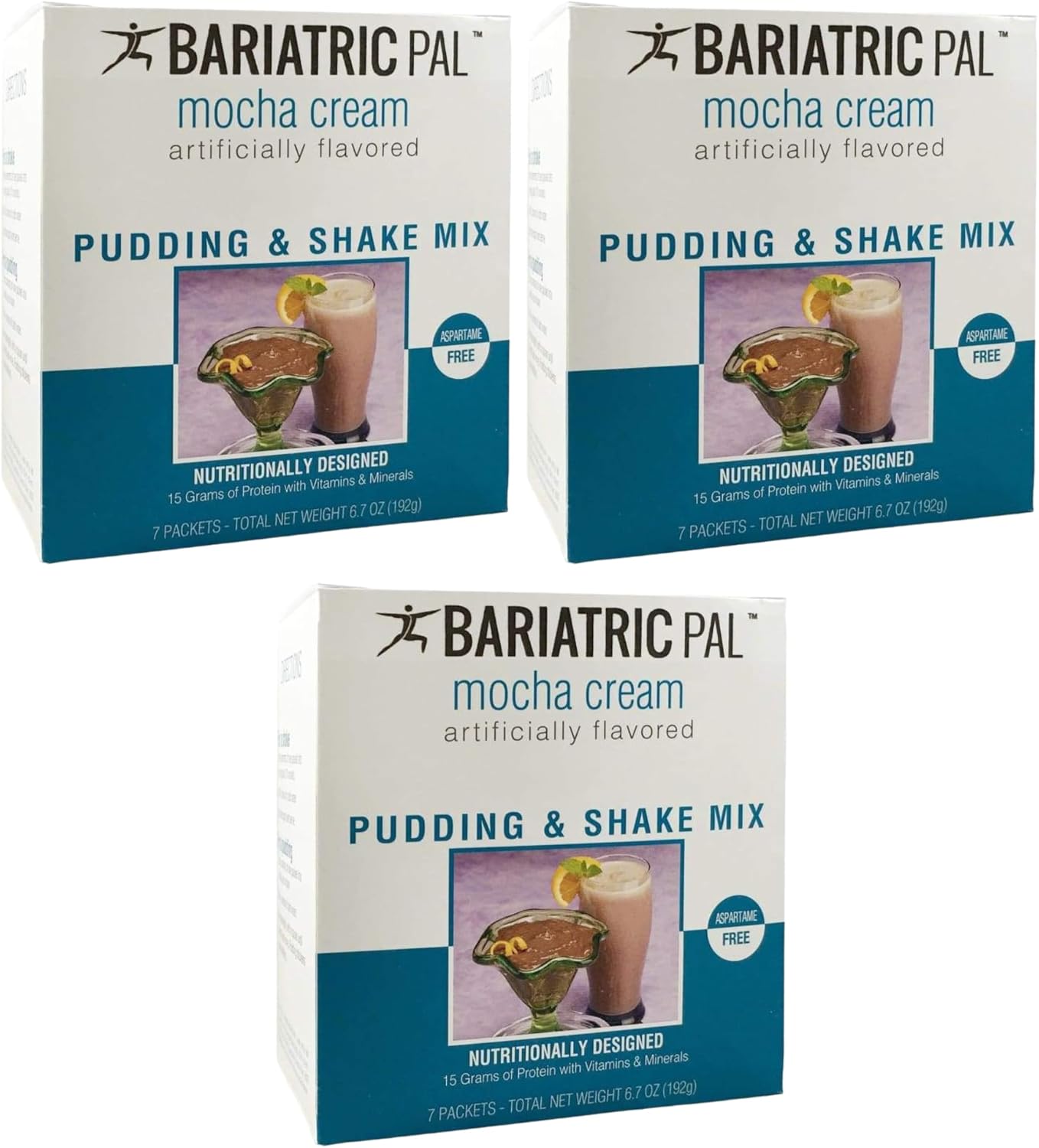 BariatricPal 15g Protein Shake or Pudding (Aspartame Free) - Mocha Cream (3-Pack)