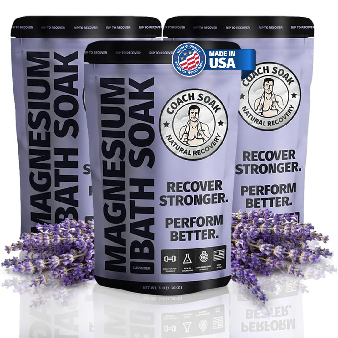 3 Pack Bundle: Coach Soak Recovery Bath Soak, Epsom Salt Bulk - Bath Salts Bulk, 3 Pack Bundle - Total of 9 Pounds (Lavender)