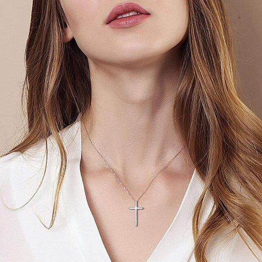 Boho Cross Necklace Chain Tiny Silver Cross Pendant Necklace Wedding Necklace Charm Fashion Jewelry Gift for Women and Girls