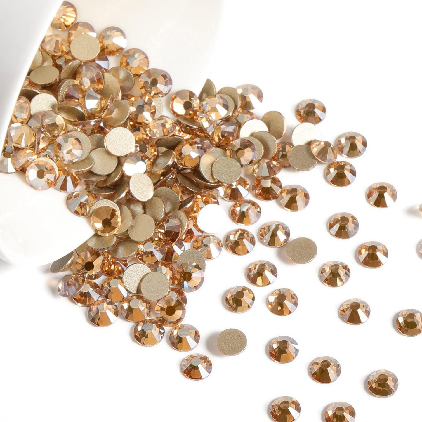Beadsland 1440 Pieces Flat Back Crystal Rhinestones Round Gems,Golden Shadow,SS6,1.9-2.1mm