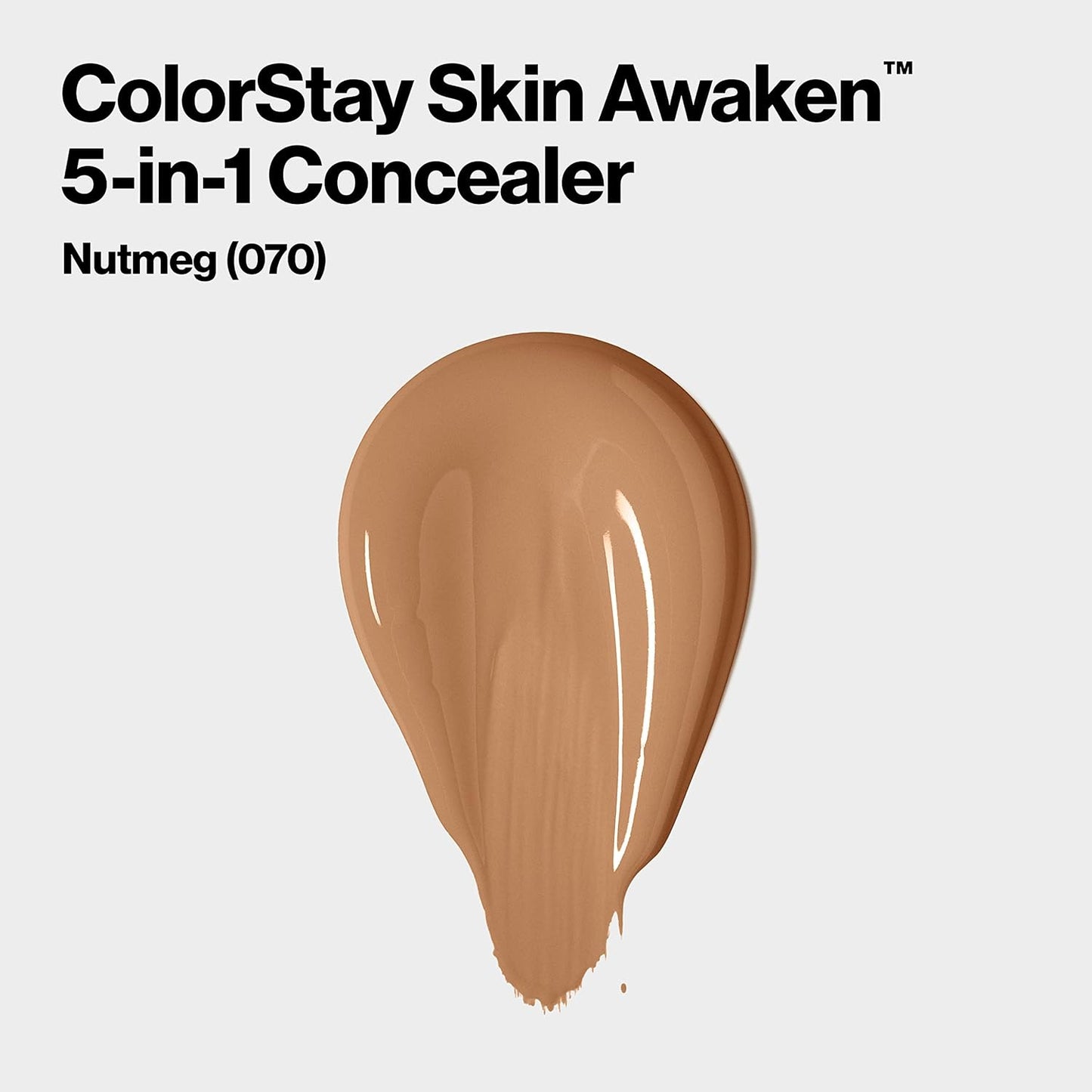 Revlon ColorStay Skin Awaken 5-in-1 Concealer, Lightweight, Creamy Longlasting Face Makeup with Caffeine & Vitamin C, For Imperfections, Dark Circles & Redness, 070 Nutmeg, 0.27 fl oz