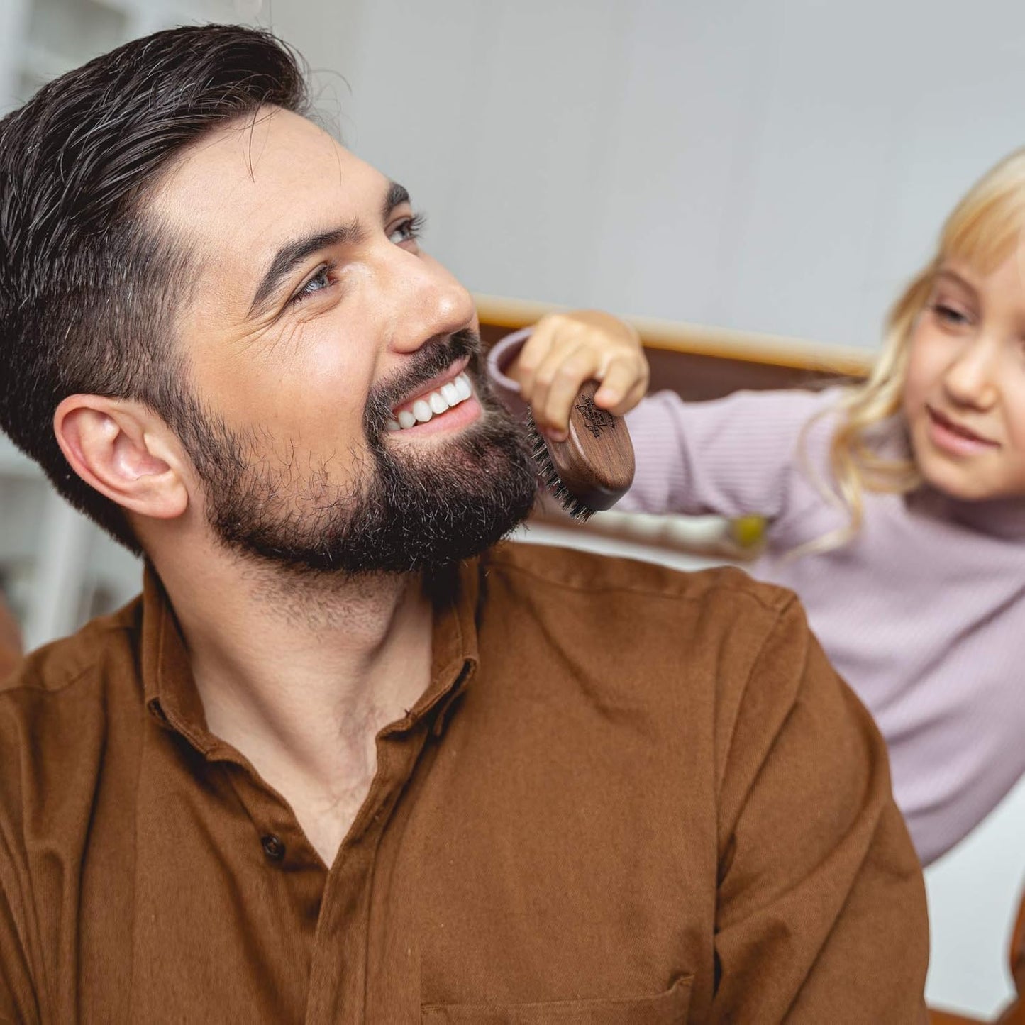 BFWood Small Travel Beard Brush - Natural Boar Bristles with Black Walnut Wood