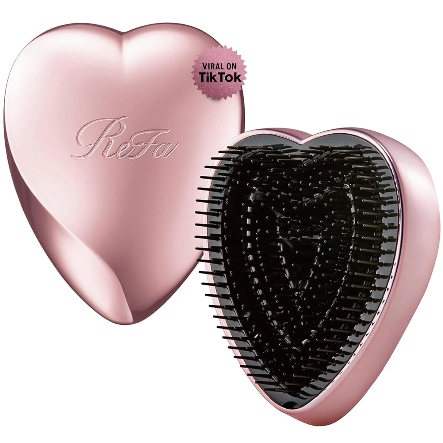ReFa HEART BRUSH ROSE GOLD | Heart Shaped Detangling Brush for Women | Small Hair Brush for Thick Hair | Hair Detangler Hair Brush Travel Hair unbrush