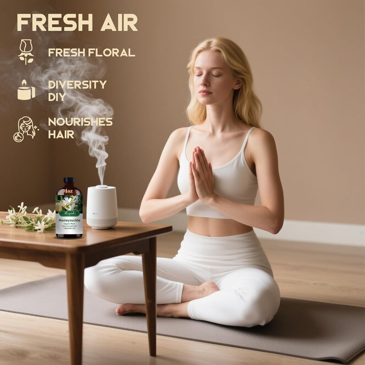 Honeysuckle Fragrance Oil-Honeysuckle Essential Oil 4.33oz (130ml)-100% Pure Natural Scent for Diffusers, Candles, Soap Making & Aromatherapy-Relaxing Home & Gift Essential Oil for Bath, Massage